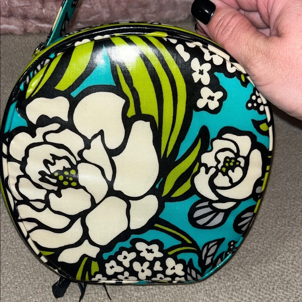 Vera Bradley Floral Teal Cosmetic Case - Small Travel Pouch